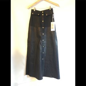 NWT Utzon Leather Maxi Skirt Snap Front XS…